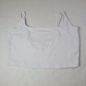 ASOS White Cotton Blend Casual Spaghetti Strap Crop Top Size 8